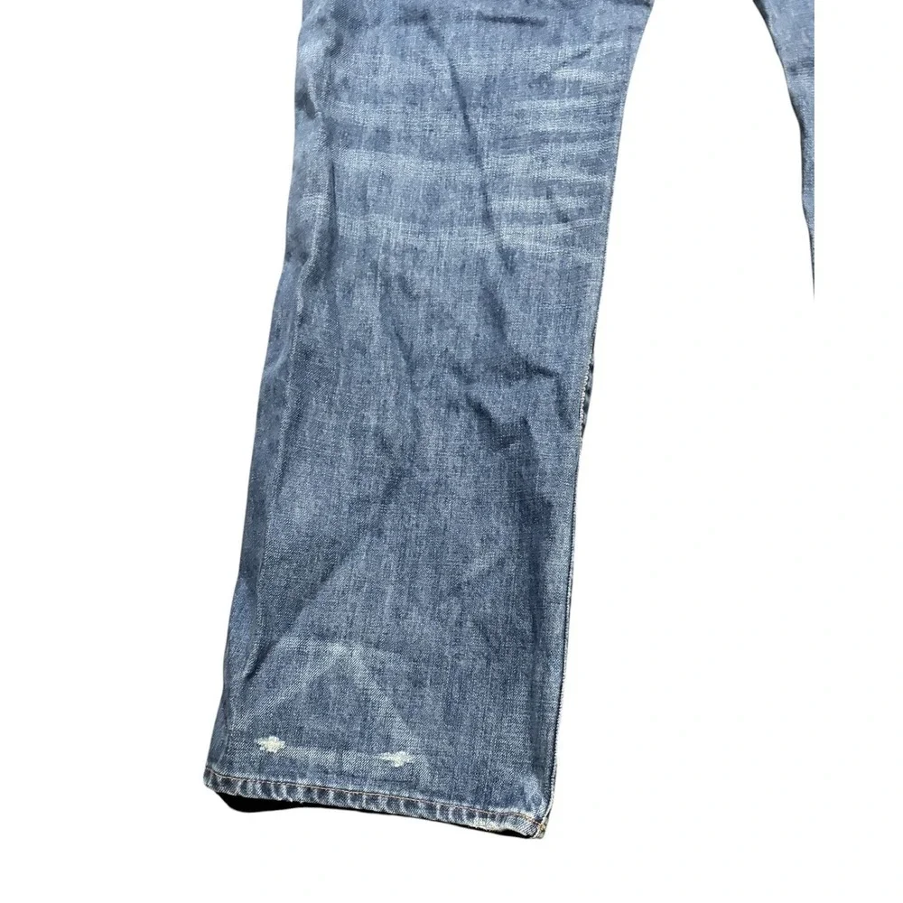 Polo Ralph Lauren Vintage 67 Jeans 40x32 Blue Straight Leg RL Logo Distressed